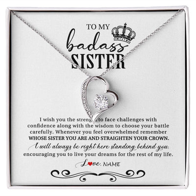 Forever Love Necklace | Personalized To My Sister Necklace From Brother Sister Wish You The Strength Sister Birthday Christmas Graduation Jewelry Customized Gift Box Message Card | teecentury