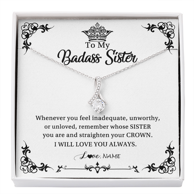Alluring Beauty Necklace | Personalized To My Sister Necklace From Sister Brother I Will Love You Always Sister Pendant Jewelry Birthday Graduation Christmas Customized Message Card | teecentury