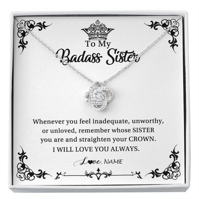 Love Knot Necklace | Personalized To My Sister Necklace From Sister Brother I Will Love You Always Sister Pendant Jewelry Birthday Graduation Christmas Customized Message Card | teecentury