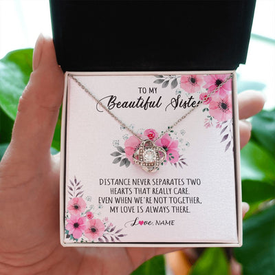 Love Knot Necklace | Personalized To My Sister Necklace From Sister Brother My Love Is Always There Sister Birthday Graduation Christmas Jewelry Customized Gift Box Message Card | teecentury