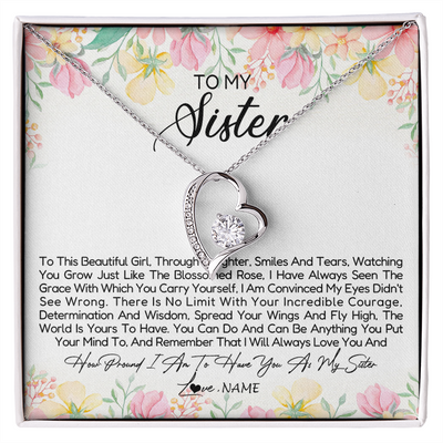 Forever Love Necklace | Personalized To My Sister Necklace From Sister Brother To This Beautiful Girl Sister Pendant Jewelry Birthday Christmas Customized Gift Box Message Card | teecentury