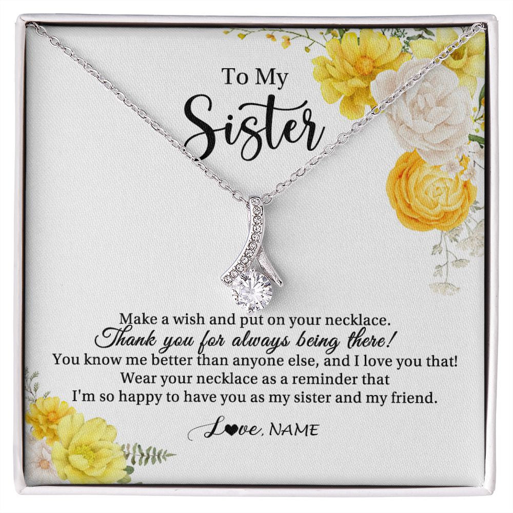 Alluring Beauty Necklace | Personalized To My Sister Necklace From Sister My Friend Unbiological Sister Soul Sister Birthday Christmas Graduation Jewelry Customized Gift Box Message Card | teecentury