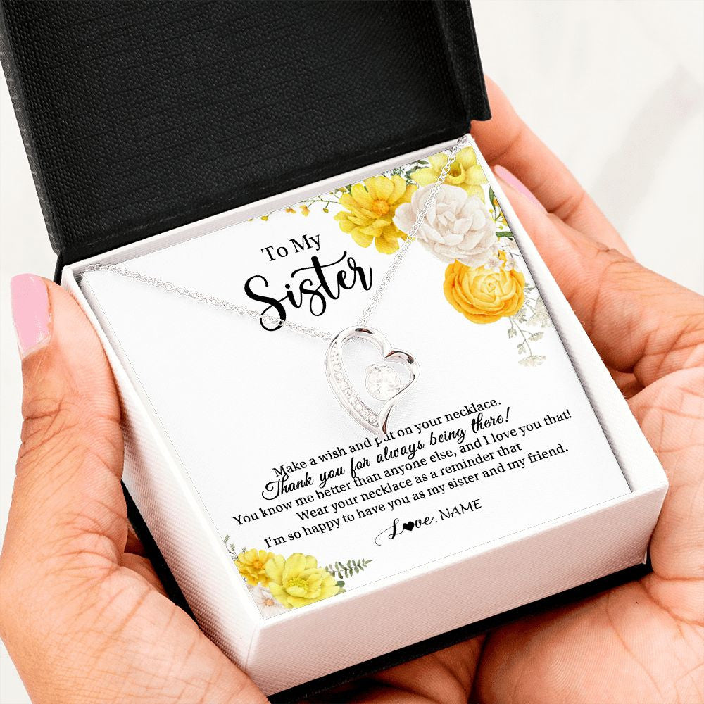 Forever Love Necklace | Personalized To My Sister Necklace From Sister My Friend Unbiological Sister Soul Sister Birthday Christmas Graduation Jewelry Customized Gift Box Message Card | teecentury