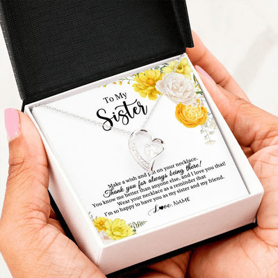 Forever Love Necklace | Personalized To My Sister Necklace From Sister My Friend Unbiological Sister Soul Sister Birthday Christmas Graduation Jewelry Customized Gift Box Message Card | teecentury