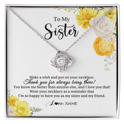 Love Knot Necklace | Personalized To My Sister Necklace From Sister My Friend Unbiological Sister Soul Sister Birthday Christmas Graduation Jewelry Customized Gift Box Message Card | teecentury