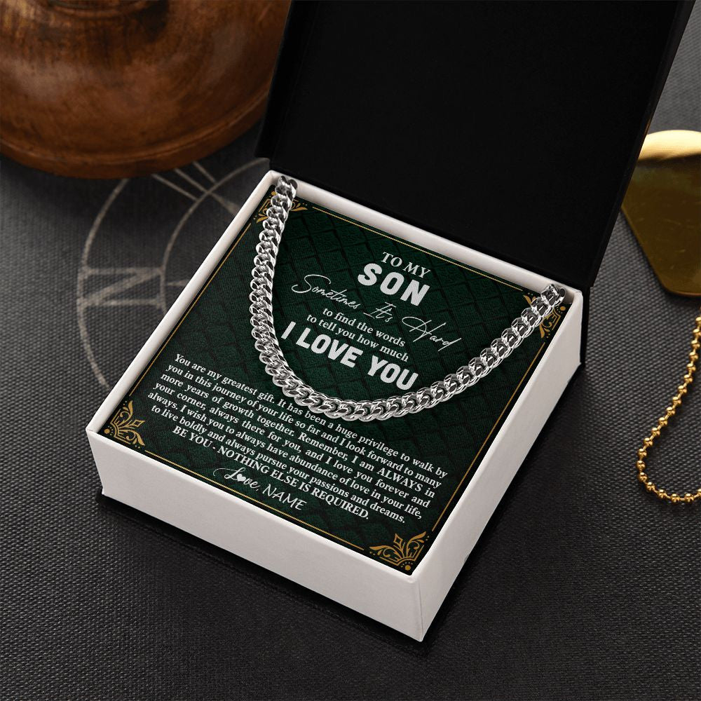 Cuban Link Chain Necklace | Personalized To My Son Necklace Cuban From Mom Dad Mother Father You Are My Greatest Gift Son Birthday Graduation Christmas Customized Gift Box Message Card | teecentury