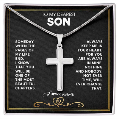 Stainless Cross Necklace | Personalized To My Son Necklace From Mom Dad Father When The Pages Of My Life End Son Birthday Graduation Christmas Pendant Customized Gift Box Message Card | teecentury