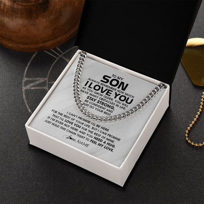 Cuban Link Chain Necklace | Personalized To My Son Necklace From Mom Dad Mother Father Always Remember I Love You Son Birthday Graduation Christmas Customized Gift Box Message Card | teecentury