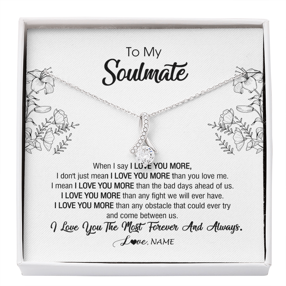 Alluring Beauty Necklace | Personalized To My Soulmate Necklace For Women Future Wife Girlfriend Love You Birthday Anniversary Wedding Valentines Day Christmas Customized Message Card | teecentury