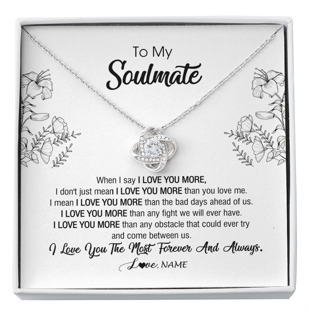 Love Knot Necklace | Personalized To My Soulmate Necklace For Women Future Wife Girlfriend Love You Birthday Anniversary Wedding Valentines Day Christmas Customized Message Card | teecentury