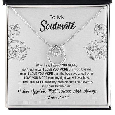 Lucky In Love Necklace | Personalized To My Soulmate Necklace For Women Future Wife Girlfriend Love You Birthday Anniversary Wedding Valentines Day Christmas Customized Message Card | teecentury