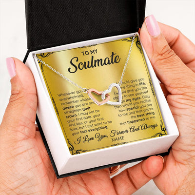Interlocking Hearts Necklace | Personalized To My Soulmate Necklace For Women Hot Wife Romantic From Husband Birthday Anniversary Wedding Valentines Day Customized Gift Box Message Card | teecentury