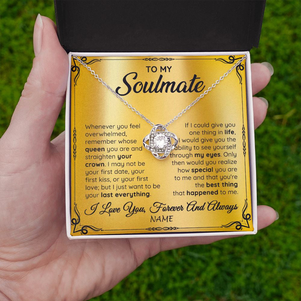 Love Knot Necklace | Personalized To My Soulmate Necklace For Women Hot Wife Romantic From Husband Birthday Anniversary Wedding Valentines Day Customized Gift Box Message Card | teecentury