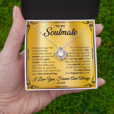 Love Knot Necklace | Personalized To My Soulmate Necklace For Women Hot Wife Romantic From Husband Birthday Anniversary Wedding Valentines Day Customized Gift Box Message Card | teecentury