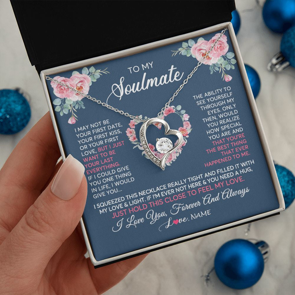 Forever Love Necklace | Personalized To My Soulmate Necklace I Love You Romantic For Girlfriend Future Wife Anniversary Wedding Birthday Christmas Customized Gift Box Message Card | teecentury