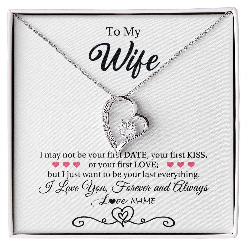Forever Love Necklace | Personalized To My Wife Necklace For Women I Love You Wife From Husband Birthday Anniversary Wedding Valentines Day Pendant Customized Gift Box Message Card | teecentury