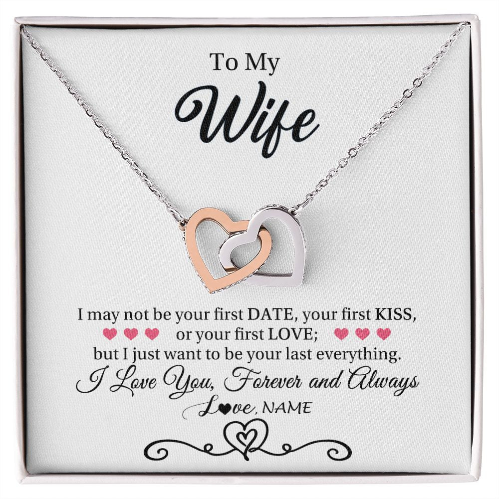 Interlocking Hearts Necklace | Personalized To My Wife Necklace For Women I Love You Wife From Husband Birthday Anniversary Wedding Valentines Day Pendant Customized Gift Box Message Card | teecentury