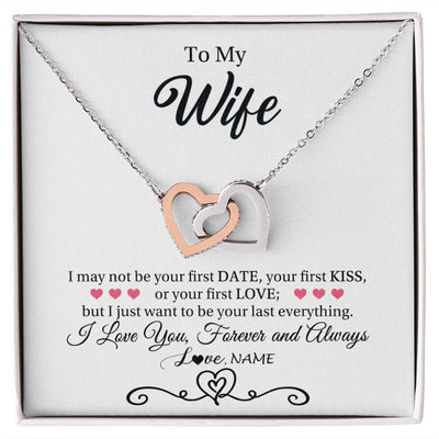 Interlocking Hearts Necklace | Personalized To My Wife Necklace For Women I Love You Wife From Husband Birthday Anniversary Wedding Valentines Day Pendant Customized Gift Box Message Card | teecentury