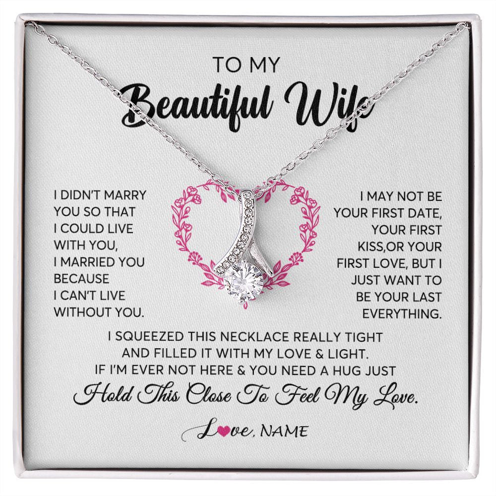 Alluring Beauty Necklace | Personalized To My Wife Necklace From Husband Love Heart Soulmate Wife Birthday Anniversary Wedding Valentines Day For Her Customized Gift Box Message Card | teecentury