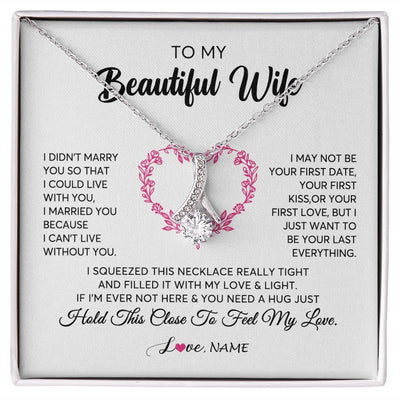 Alluring Beauty Necklace | Personalized To My Wife Necklace From Husband Love Heart Soulmate Wife Birthday Anniversary Wedding Valentines Day For Her Customized Gift Box Message Card | teecentury