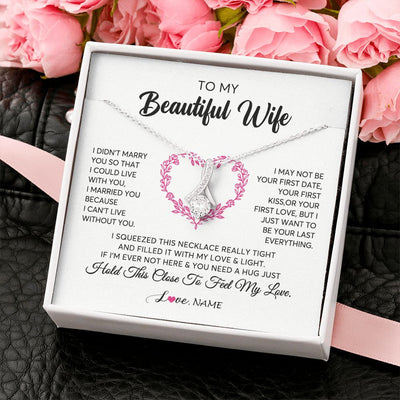 Alluring Beauty Necklace | Personalized To My Wife Necklace From Husband Love Heart Soulmate Wife Birthday Anniversary Wedding Valentines Day For Her Customized Gift Box Message Card | teecentury