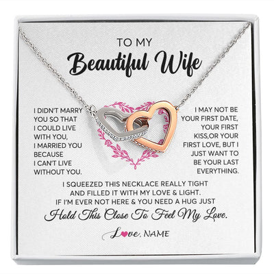 Interlocking Hearts Necklace | Personalized To My Wife Necklace From Husband Love Heart Soulmate Wife Birthday Anniversary Wedding Valentines Day For Her Customized Gift Box Message Card | teecentury
