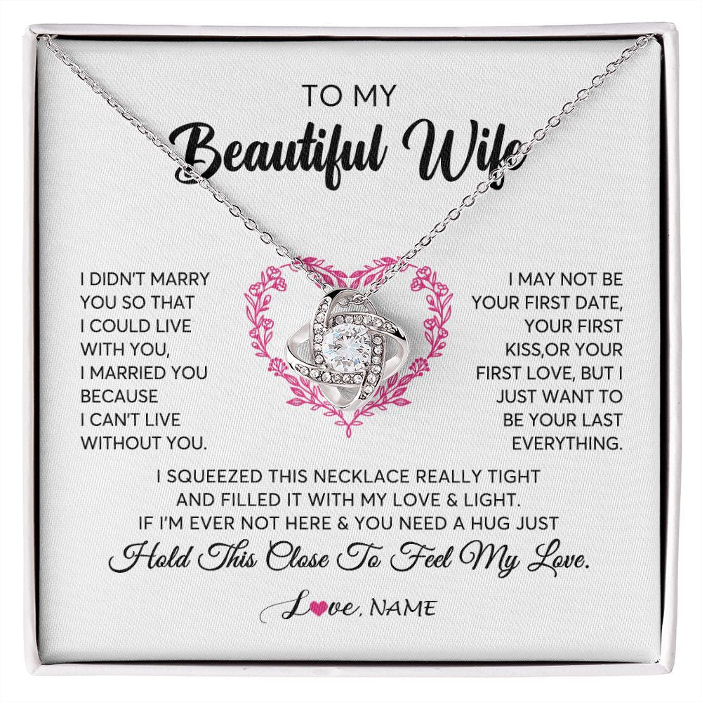 Love Knot Necklace | Personalized To My Wife Necklace From Husband Love Heart Soulmate Wife Birthday Anniversary Wedding Valentines Day For Her Customized Gift Box Message Card | teecentury