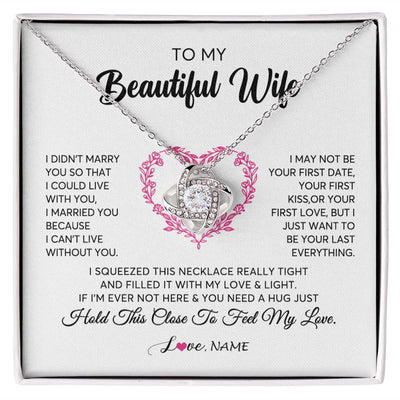 Love Knot Necklace | Personalized To My Wife Necklace From Husband Love Heart Soulmate Wife Birthday Anniversary Wedding Valentines Day For Her Customized Gift Box Message Card | teecentury