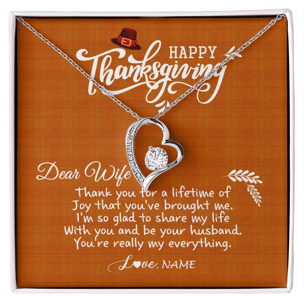 Forever Love Necklace | Personalized To My Wife Necklace From Husband Thank You Fo A Lifetime Thanksgiving Day For Herr Pendant Jewelry Customized Gift Box Message Card | teecentury