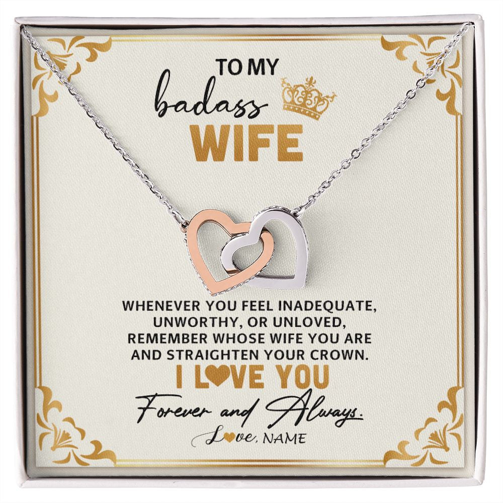 Interlocking Hearts Necklace | Personalized To My Wife Necklace From Husband Whenever You Feel for Her Birthday Anniversary Valentines Day Christmas Pendant Customized Gift Box Message Card | teecentury