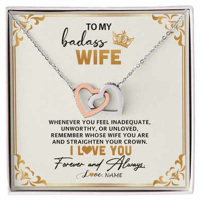 Interlocking Hearts Necklace | Personalized To My Wife Necklace From Husband Whenever You Feel for Her Birthday Anniversary Valentines Day Christmas Pendant Customized Gift Box Message Card | teecentury