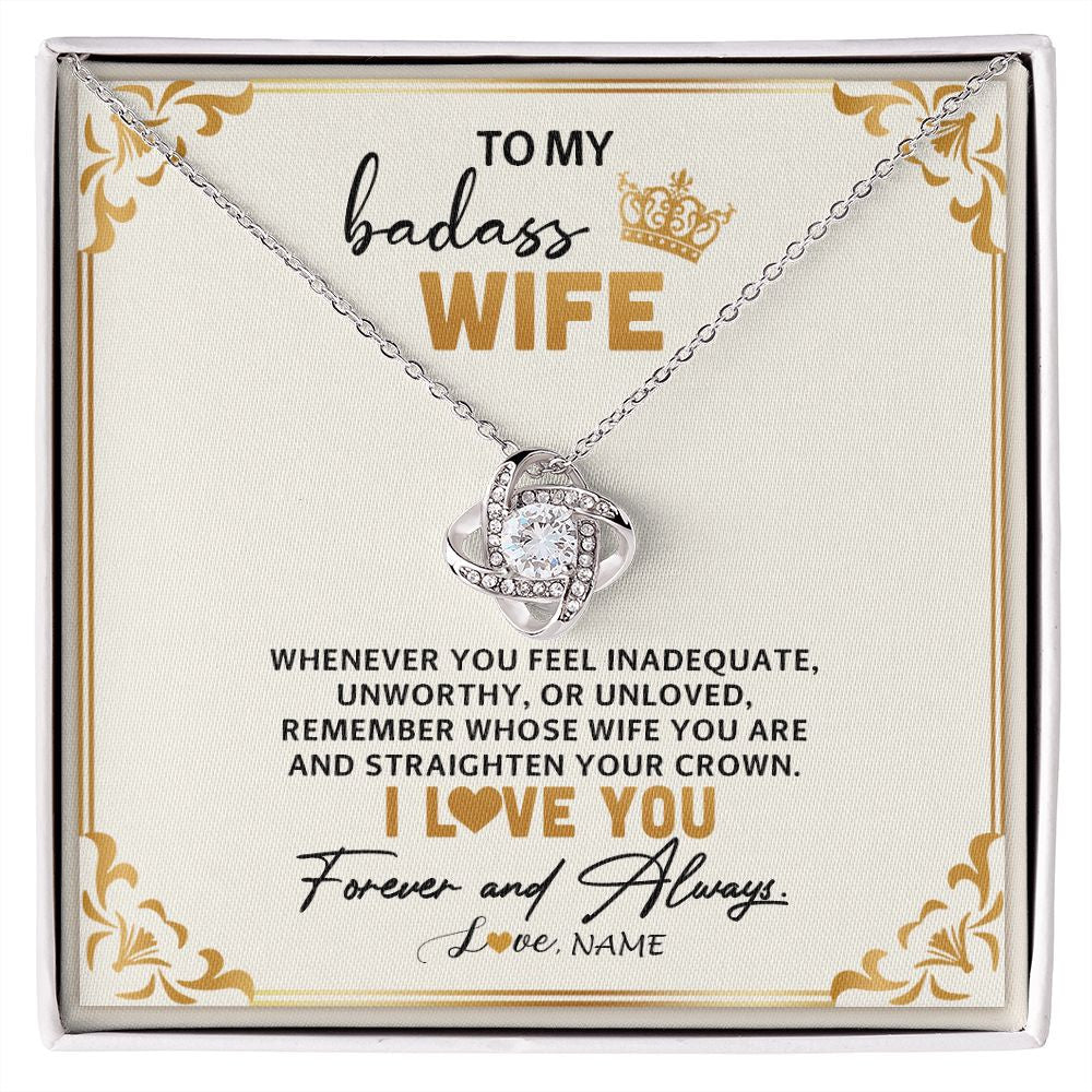 Love Knot Necklace | Personalized To My Wife Necklace From Husband Whenever You Feel for Her Birthday Anniversary Valentines Day Christmas Pendant Customized Gift Box Message Card | teecentury