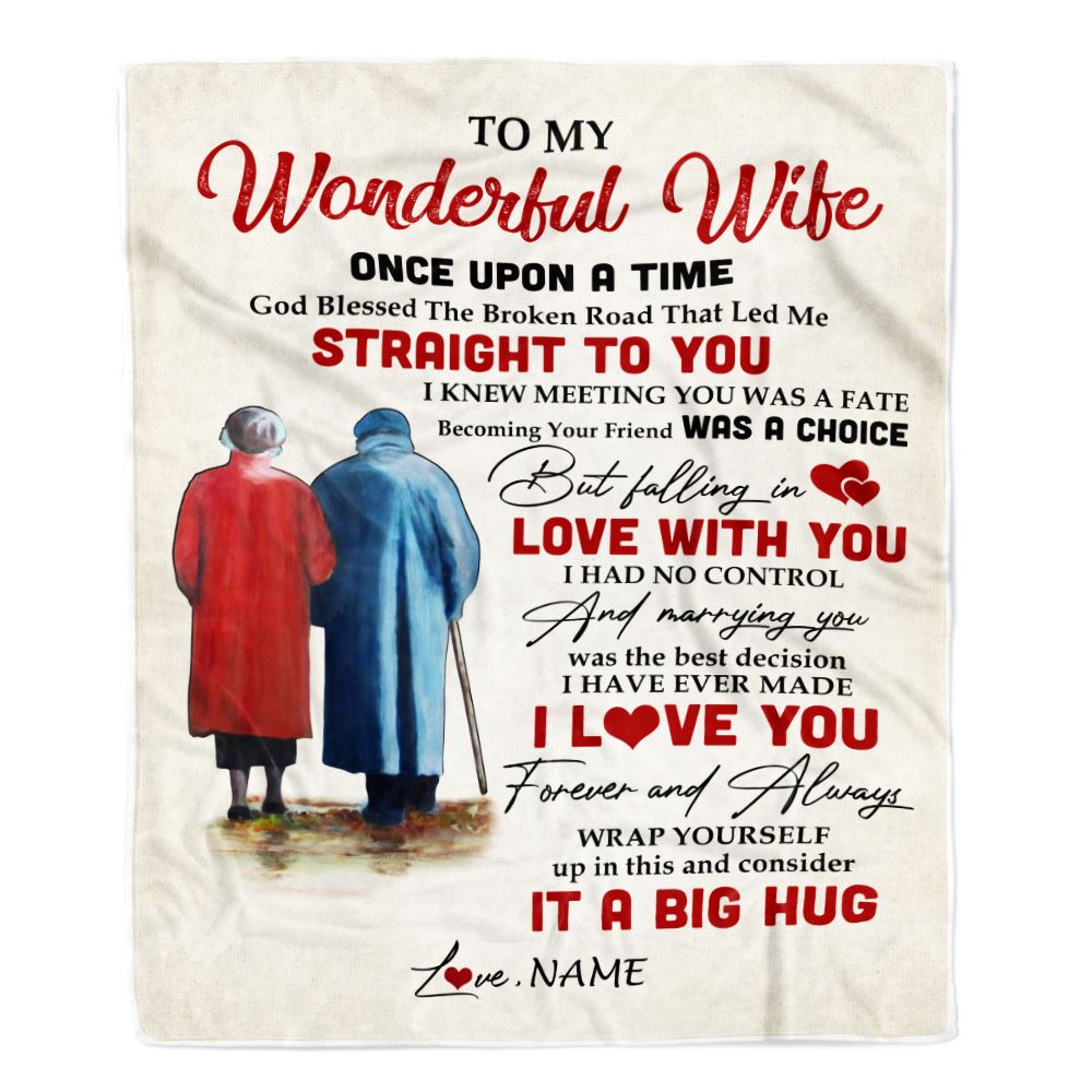 Personalized To My Wonderful Wife Blanket from Husband I Knew Meeting You was A Fate Wife Birthday Anniversary Christmas Customized Bed Fleece Throw Blanket | teecentury
