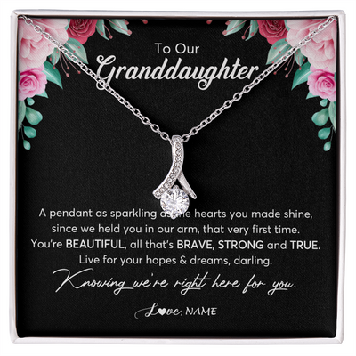 Alluring Beauty Necklace | Personalized To Our Granddaughter Necklace From Aunt Uncle You're Beautiful Granddaughter Jewelry Pendant Birthday Christmas Customized Gift Box Message Card | teecentury