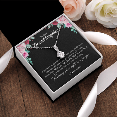 Alluring Beauty Necklace | Personalized To Our Granddaughter Necklace From Aunt Uncle You're Beautiful Granddaughter Jewelry Pendant Birthday Christmas Customized Gift Box Message Card | teecentury