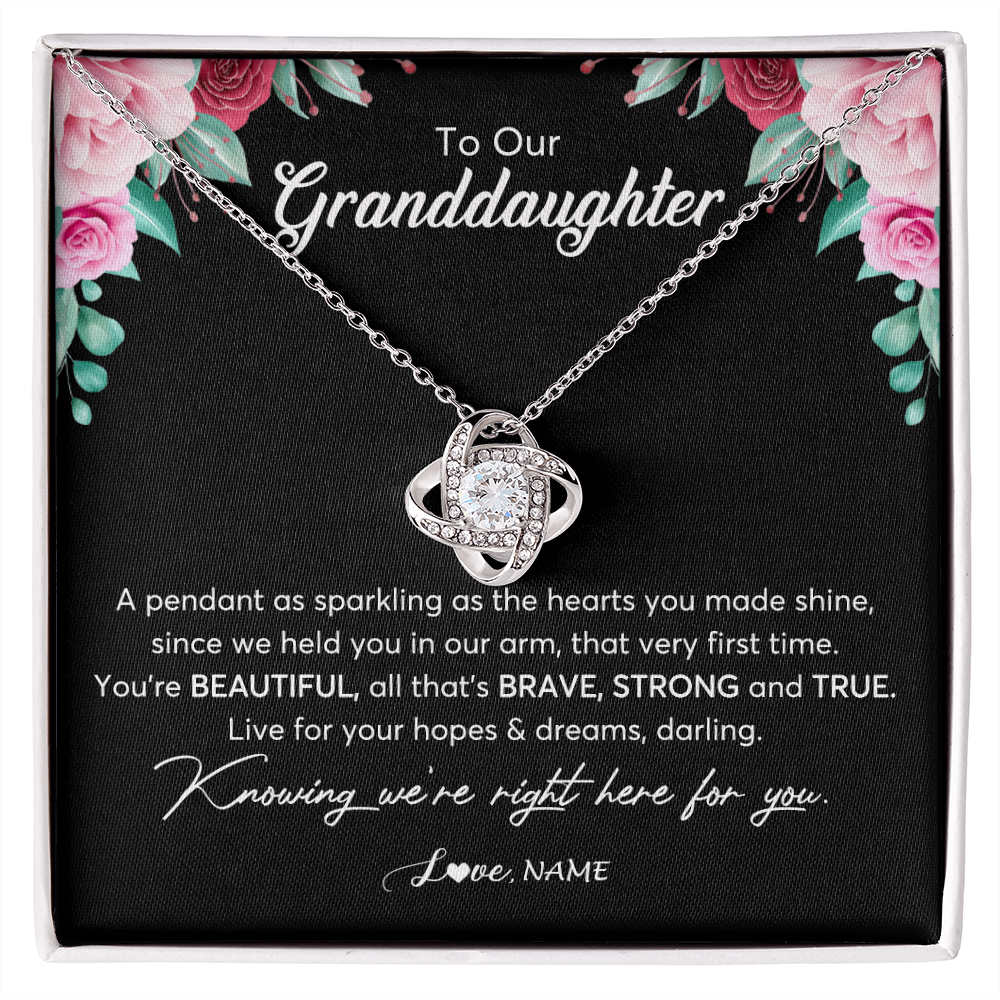 Love Knot Necklace | Personalized To Our Granddaughter Necklace From Aunt Uncle You're Beautiful Granddaughter Jewelry Pendant Birthday Christmas Customized Gift Box Message Card | teecentury