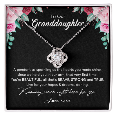 Love Knot Necklace | Personalized To Our Granddaughter Necklace From Aunt Uncle You're Beautiful Granddaughter Jewelry Pendant Birthday Christmas Customized Gift Box Message Card | teecentury