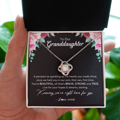 Love Knot Necklace | Personalized To Our Granddaughter Necklace From Aunt Uncle You're Beautiful Granddaughter Jewelry Pendant Birthday Christmas Customized Gift Box Message Card | teecentury