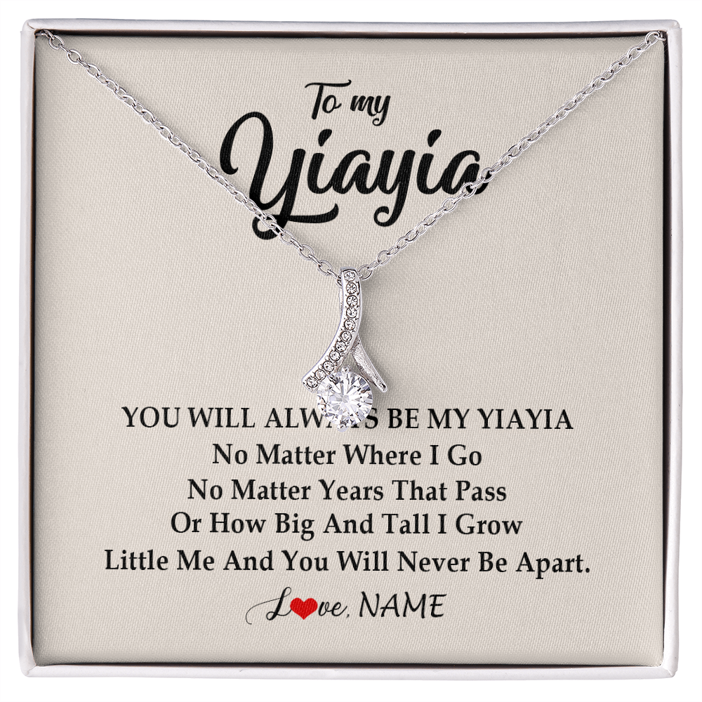 Alluring Beauty Necklace | Personalized Yiayia Necklace From Grandkids Granddaughter Grandson You Will Always Be My Yiayia Birthday Mothers Day Christmas Customized Gift Box Message Card | teecentury