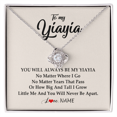 Love Knot Necklace | Personalized Yiayia Necklace From Grandkids Granddaughter Grandson You Will Always Be My Yiayia Birthday Mothers Day Christmas Customized Gift Box Message Card | teecentury
