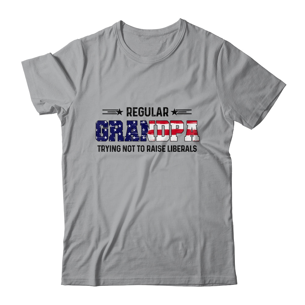Regular Grandpa Trying Not To Raise Liberal American USA Flag T-Shirt & Hoodie | Teecentury.com