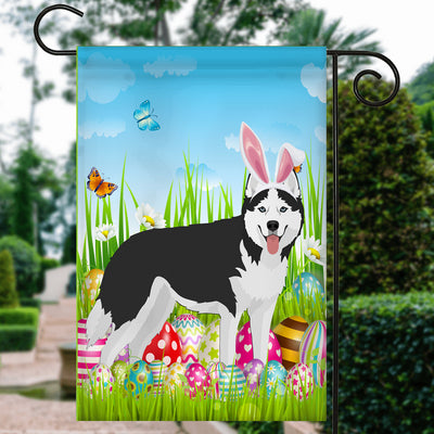 Siberian Husky Happy Easter Day Holiday Flag Funny Dog Dog Wear Bunny Ears Headband Cute for Home Decor | teecentury