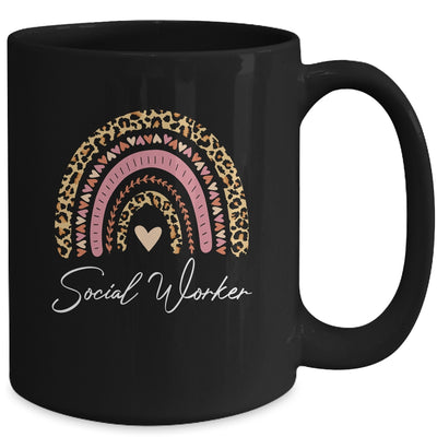 Social Worker Leopard Rainbow Women Girls Mug Coffee Mug | Teecentury.com