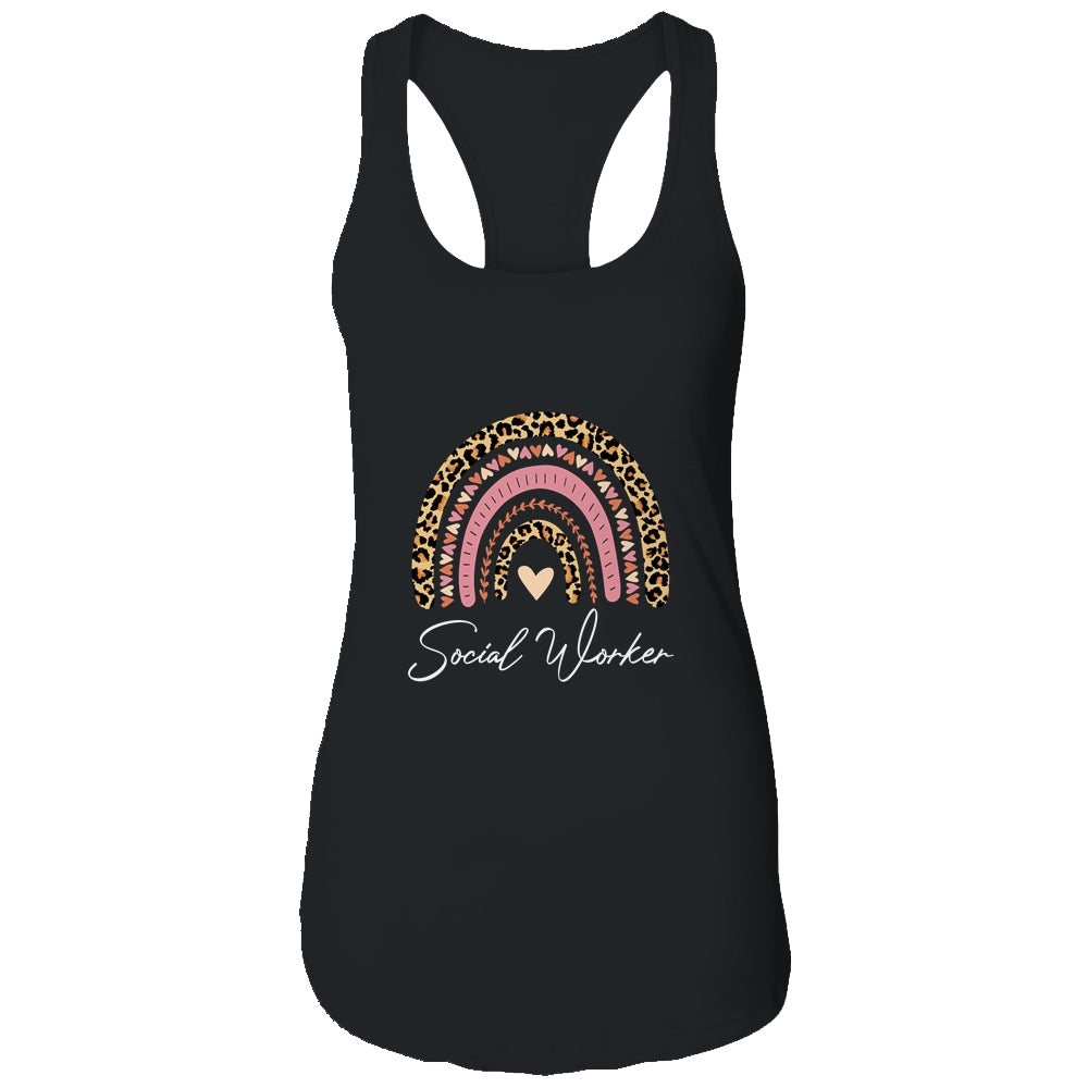 Social Worker Leopard Rainbow Women Girls T-Shirt & Tank Top | Teecentury.com