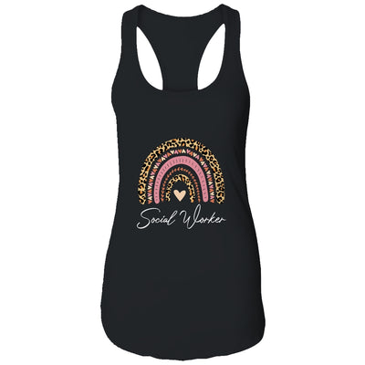 Social Worker Leopard Rainbow Women Girls T-Shirt & Tank Top | Teecentury.com