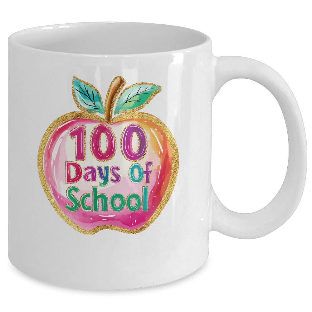 100 Day Of School Brushstroke Cute Teacher Life Mug | teecentury