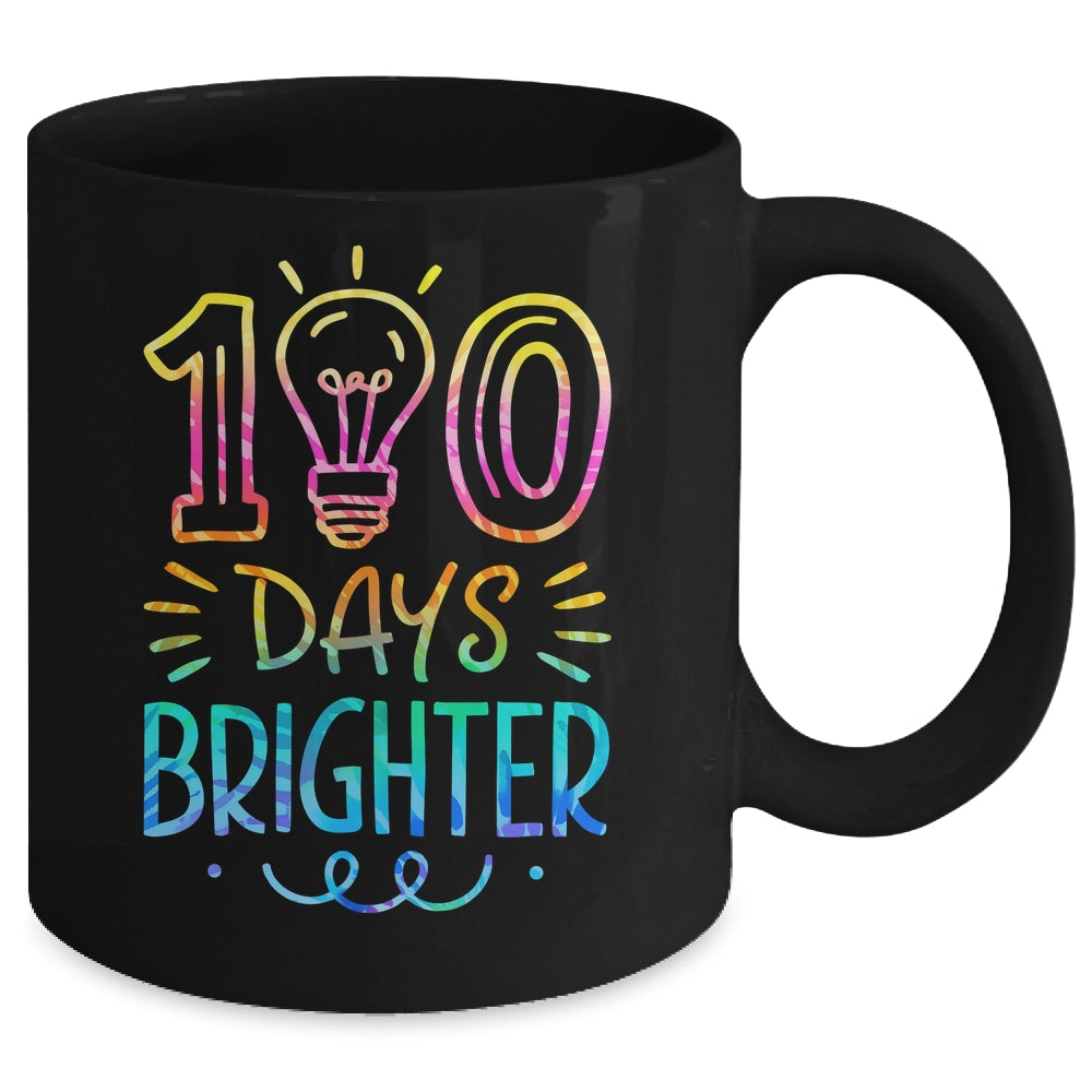 100 Days Brighter Student Happy 100th Day Of School Tie Dye Mug | teecentury