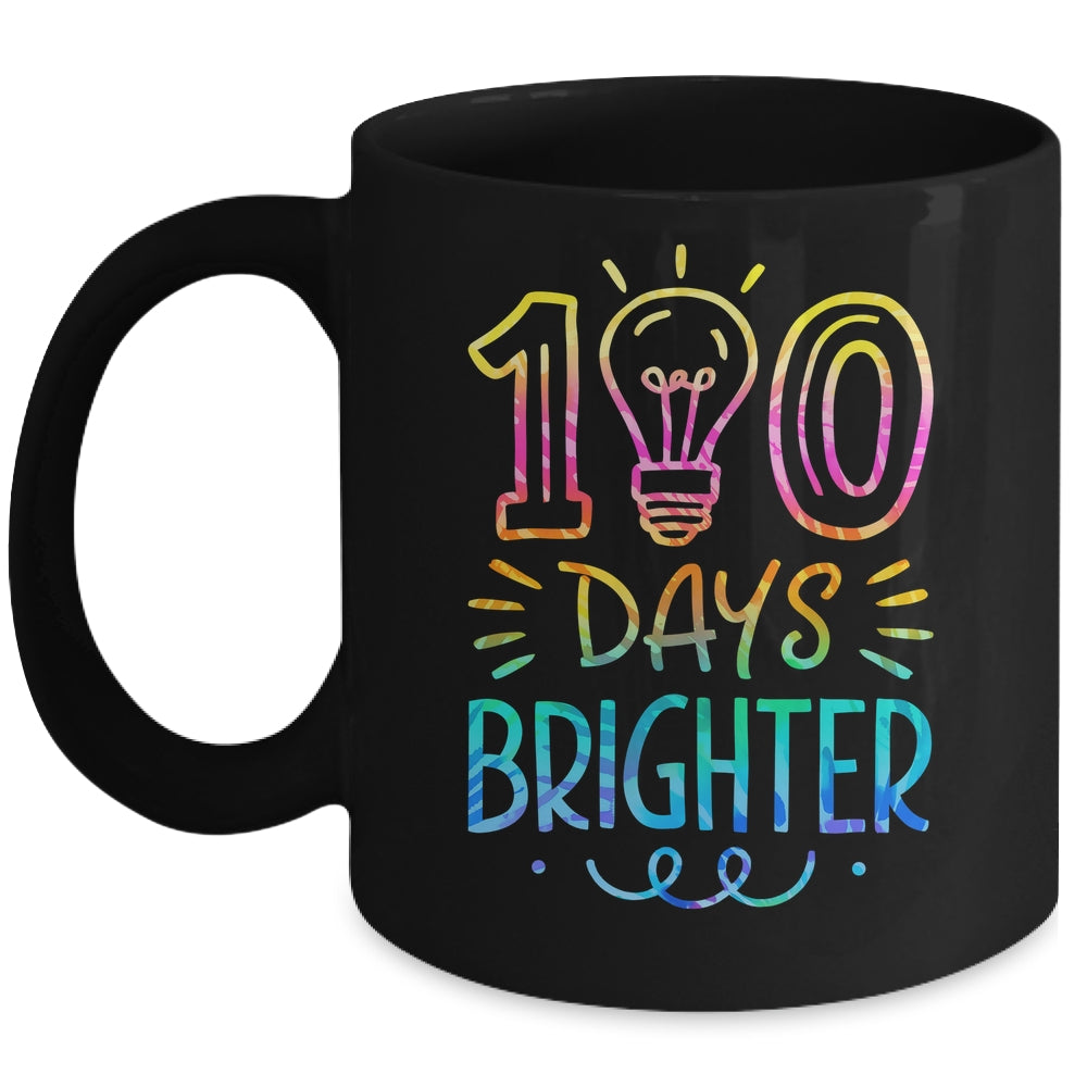 100 Days Brighter Student Happy 100th Day Of School Tie Dye Mug | teecentury