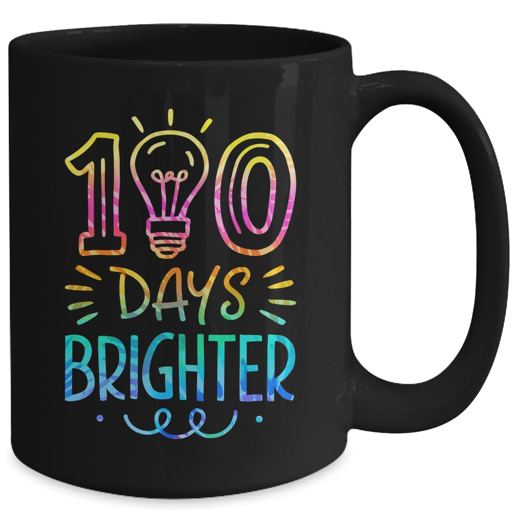 100 Days Brighter Student Happy 100th Day Of School Tie Dye Mug | teecentury