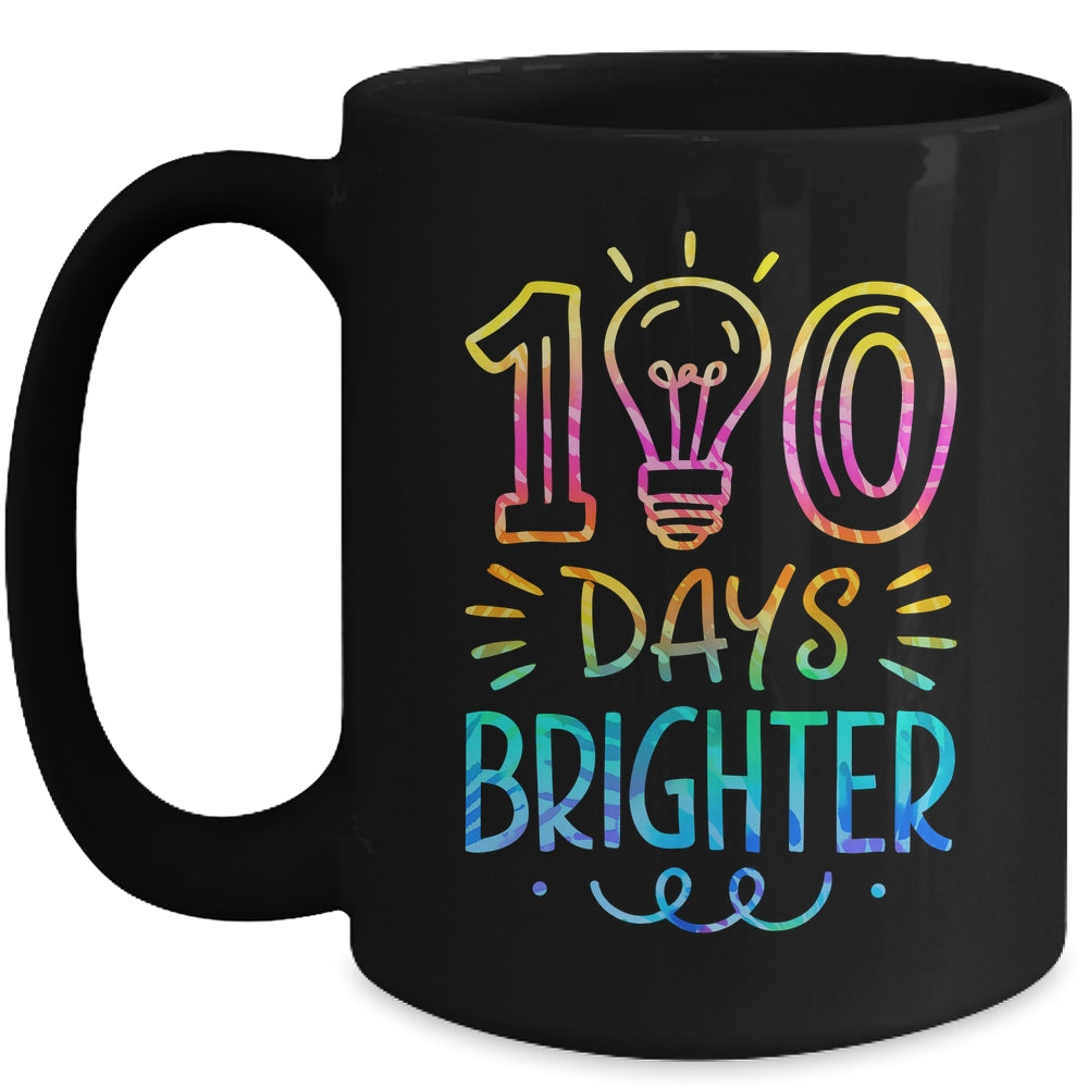 100 Days Brighter Student Happy 100th Day Of School Tie Dye Mug | teecentury